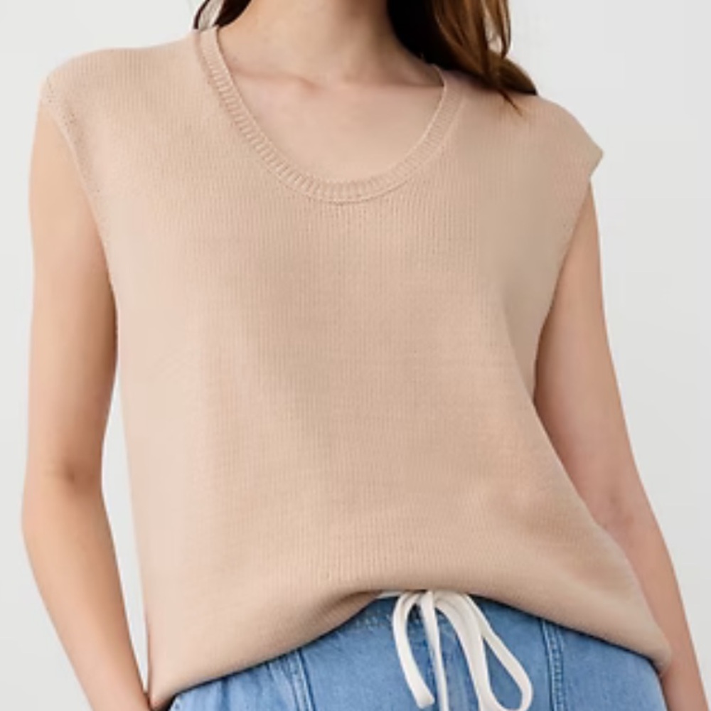 Banana Republic Light Tan Scoop Neck Pullover Knit Sweater Top